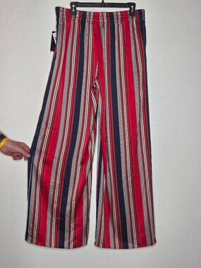 Lauren Ralph Lauren Striped Satin Charmeuse Wide-Leg Pants - Red Multi